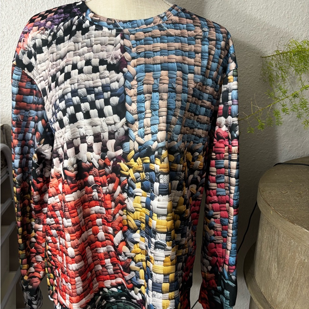 Colorful Woven Pattern Long Sleeve Top